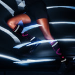Reflective Running Socks Women | Black / Pink