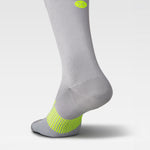 Cycling Mid-Calf Socks Men | Silver Grey / Yellow Fluo
