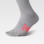 Cycling Socks Women | Silver Grey / Red Fluo