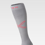 Cycling Socks Women | Silver Grey / Red Fluo