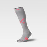 Cycling Socks Women | Silver Grey / Red Fluo