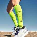 Girl jumping on a road with blue sky