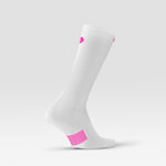 Cycling Mid-Calf Socks Men | White / Pink Fluo