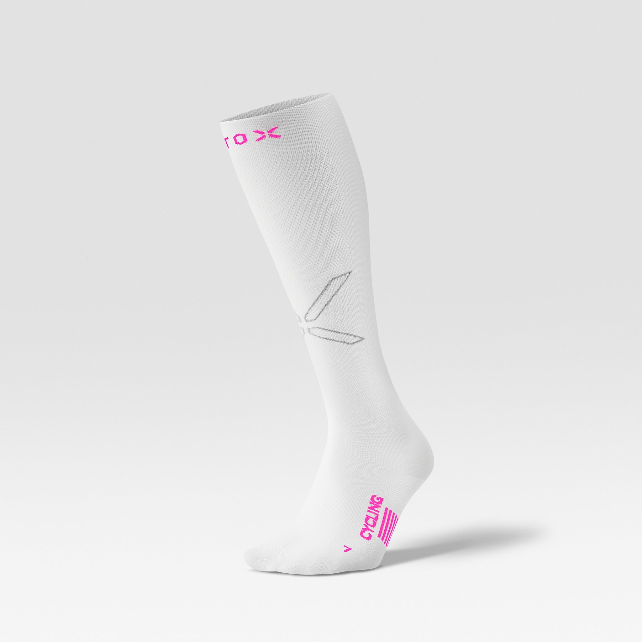 Cycling Socks Women White Pink Fluo - Main Image