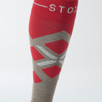 Merino Skiing Socks Women | Taupe / Red