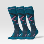 Merino Skiing Socks Women 3-Pack | Teal / Pink