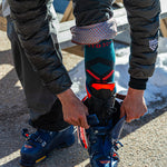 Merino Skiing Socks Men | Teal / Red Fluo