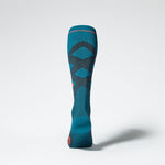 Merino Skiing Socks Men | Teal / Red Fluor
