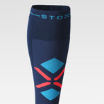 Ultralight Skiing Socks Men | Blu / Red Fluo