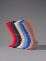 STOX Everyday compression socks in five colours: red, navy, beige, blue and dusty pink