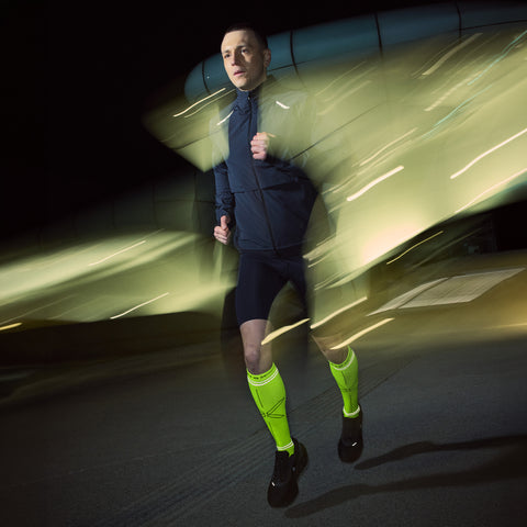 Reflective Running Socks Men | Yellow Fluo / Black
