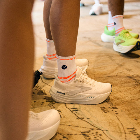 Running Ankle Socks Women | White / Orange Fluo