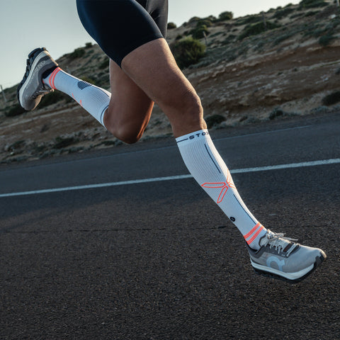 Running Socks Women | White / Orange Fluo