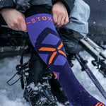 Merino Skiing Socks Women | Purple / OrangeFluo