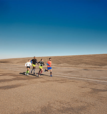 Group of runners on the road