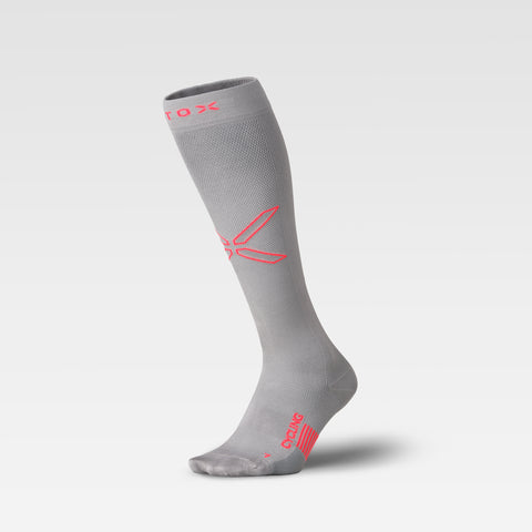 Cycling Socks Men | Silver Grey / Red Fluo