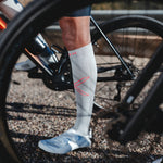 Cycling Socks Men | Silver / Red Fluo
