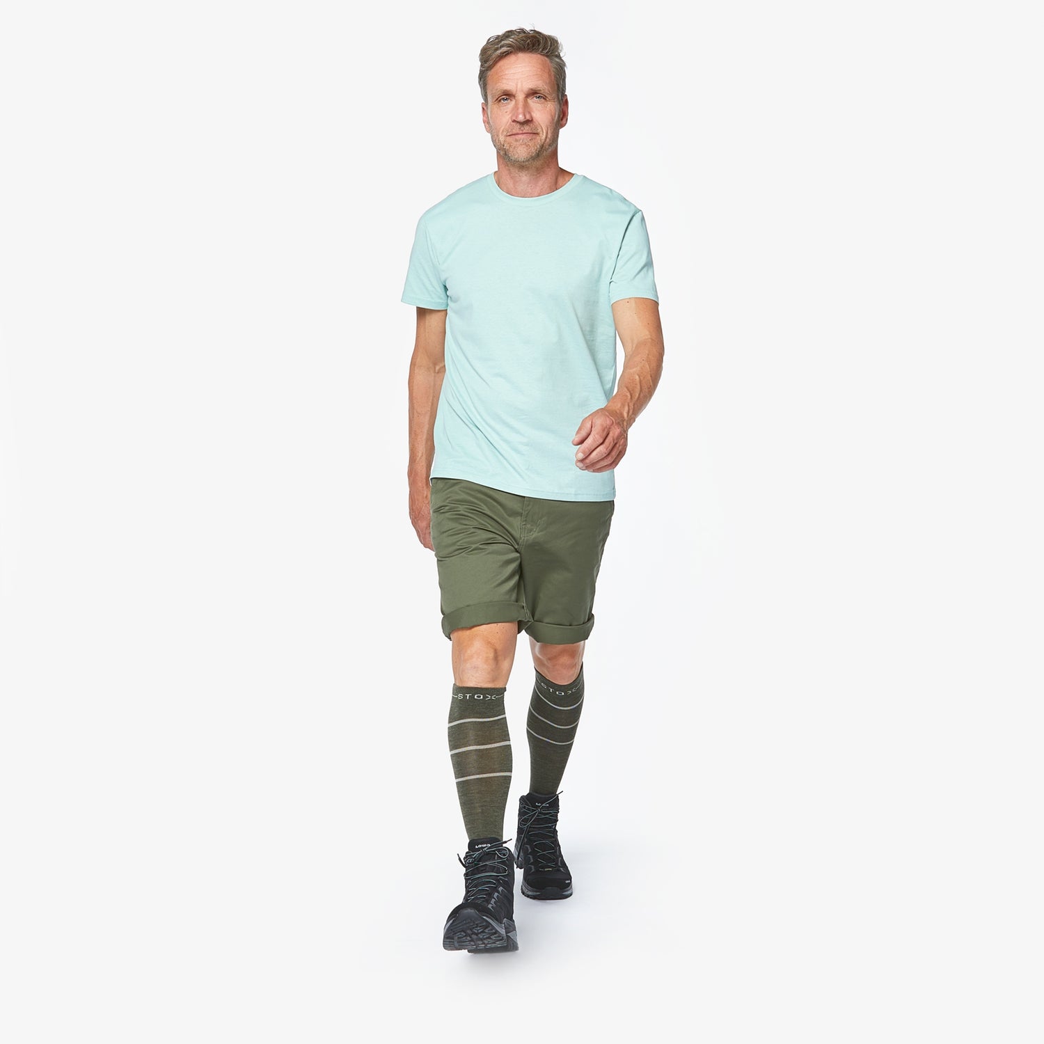 Merino Hiking Socks Men | Green / Beige