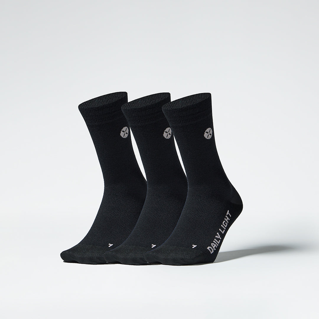 Merino Everyday Mid Calf Socks Women 3-Pack | Black / Fuchsia