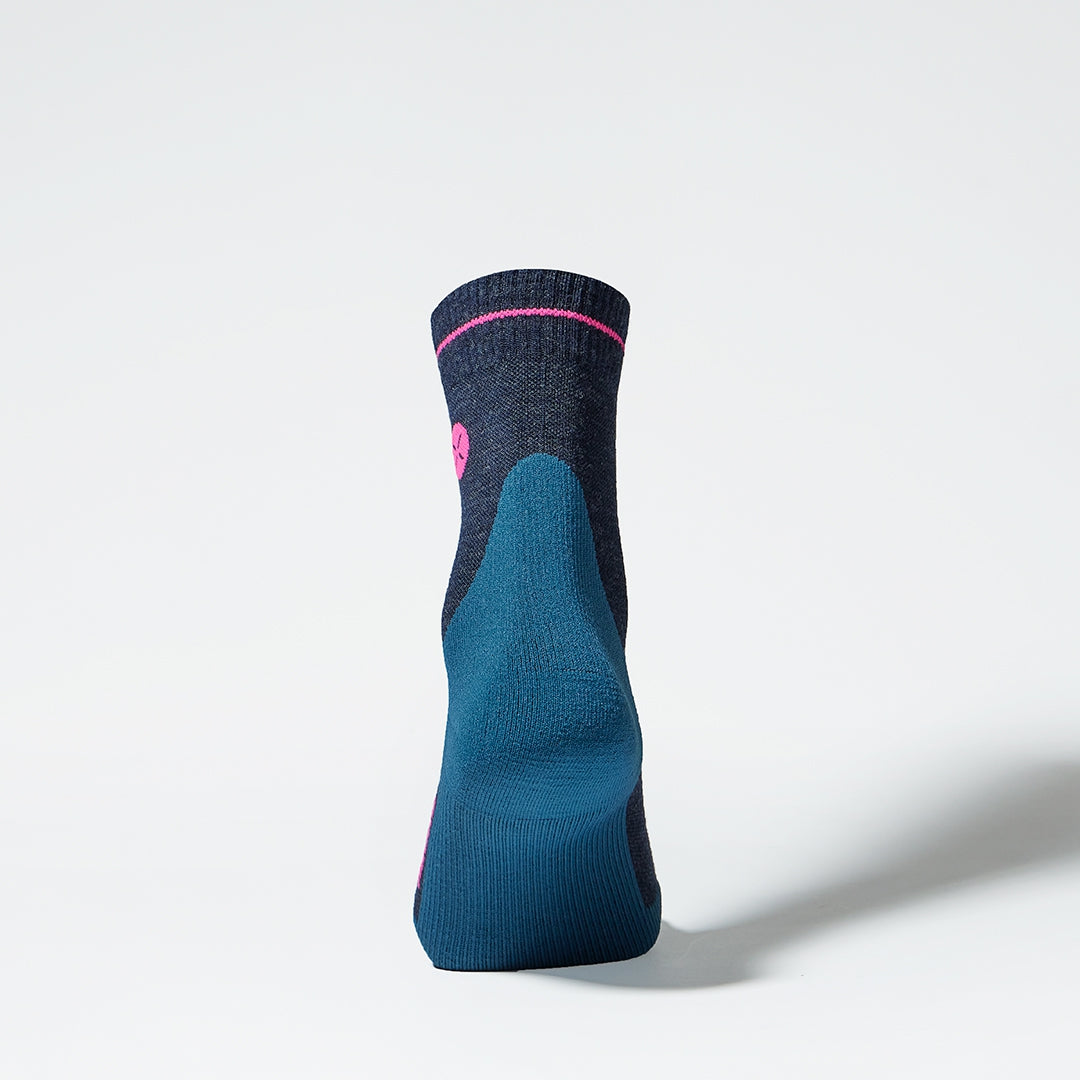 Merino Hiking Ankle Socks Women | Dark Blue / Pink