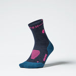 Merino Hiking Ankle Socks Women | Dark Blue / Pink