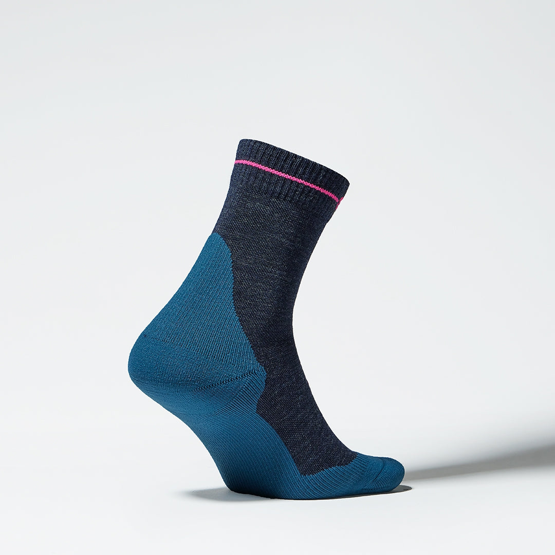 Merino Hiking Ankle Socks Women | Dark Blue / Pink