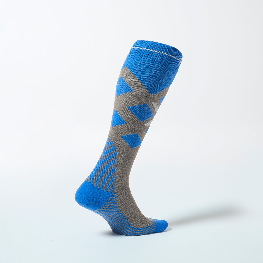 Merino Skiing Socks Men | Taupe / Cobalt