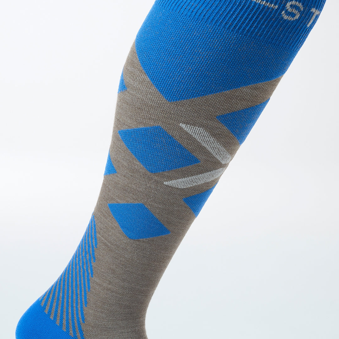 Merino Skiing Socks Men | Taupe / Cobalt