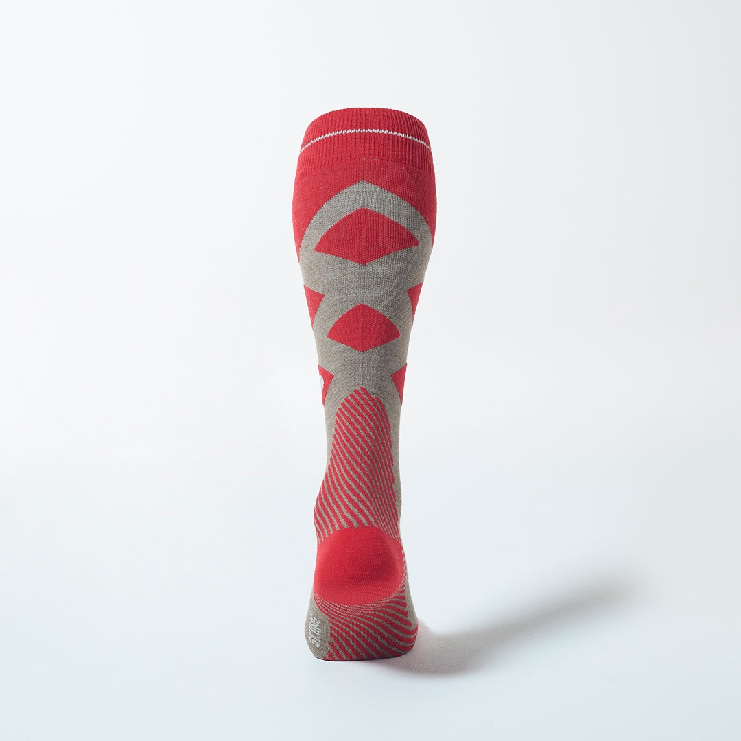 Merino Skiing Socks Men | Taupe / Red