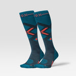 Merino Skiing Socks Men 2-Pack | Teal / Red Fluo