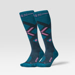 Merino Skiing Socks Women 2-Pack | Teal / Pink
