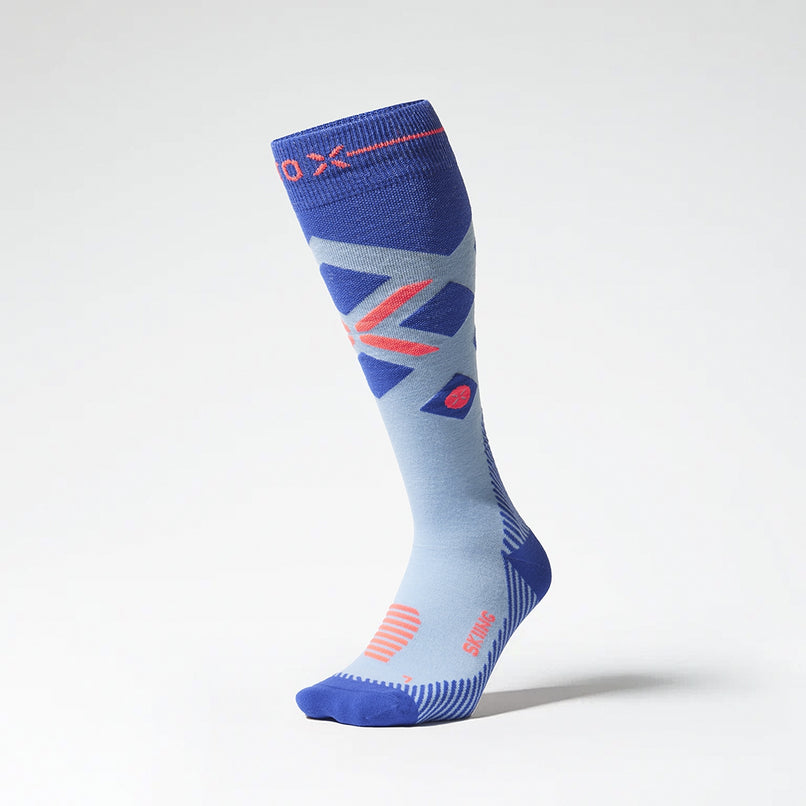 Merino Skiing Socks Men | SkyBlue / OrangeFluo