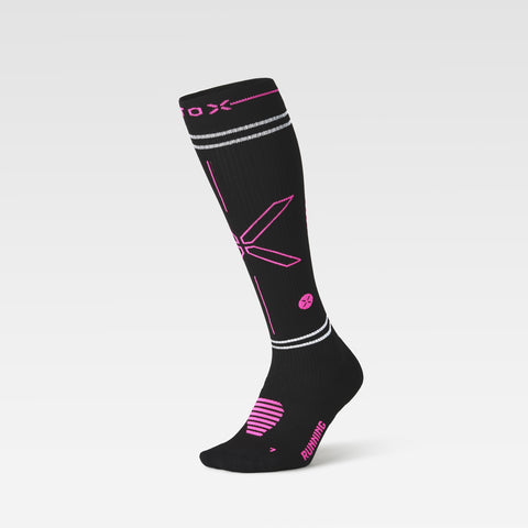 Reflective Running Socks Women | Black / Pink