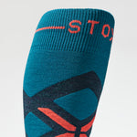 Merino Skiing Socks Men | Teal / Red Fluo