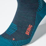 Merino Skiing Socks Men | Teal / Red Fluo