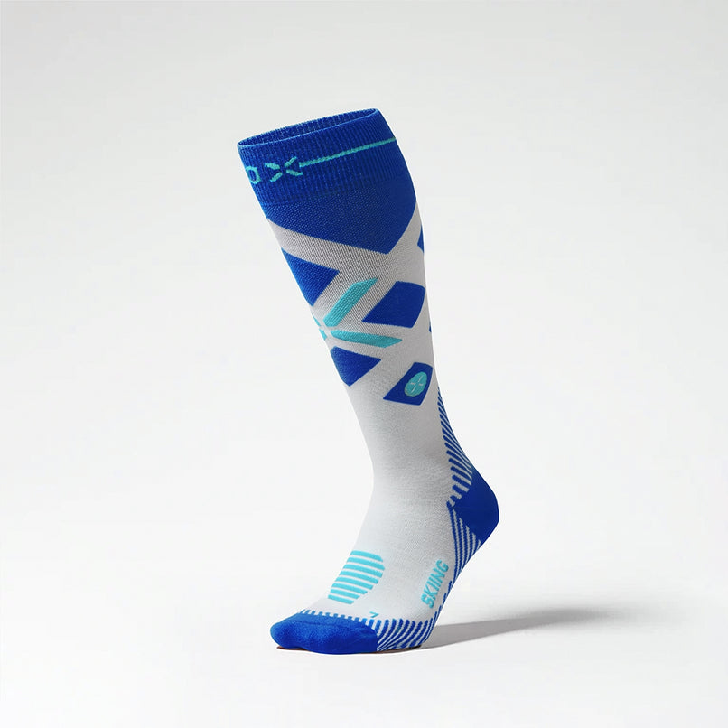 Merino Skiing Socks Men | White / Cobalt