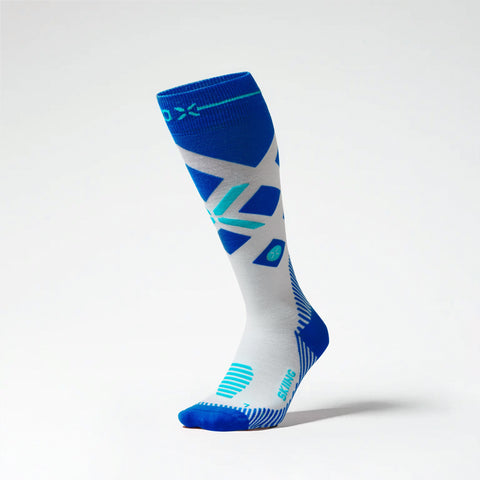 Merino Skiing Socks Women | White / Cobalt