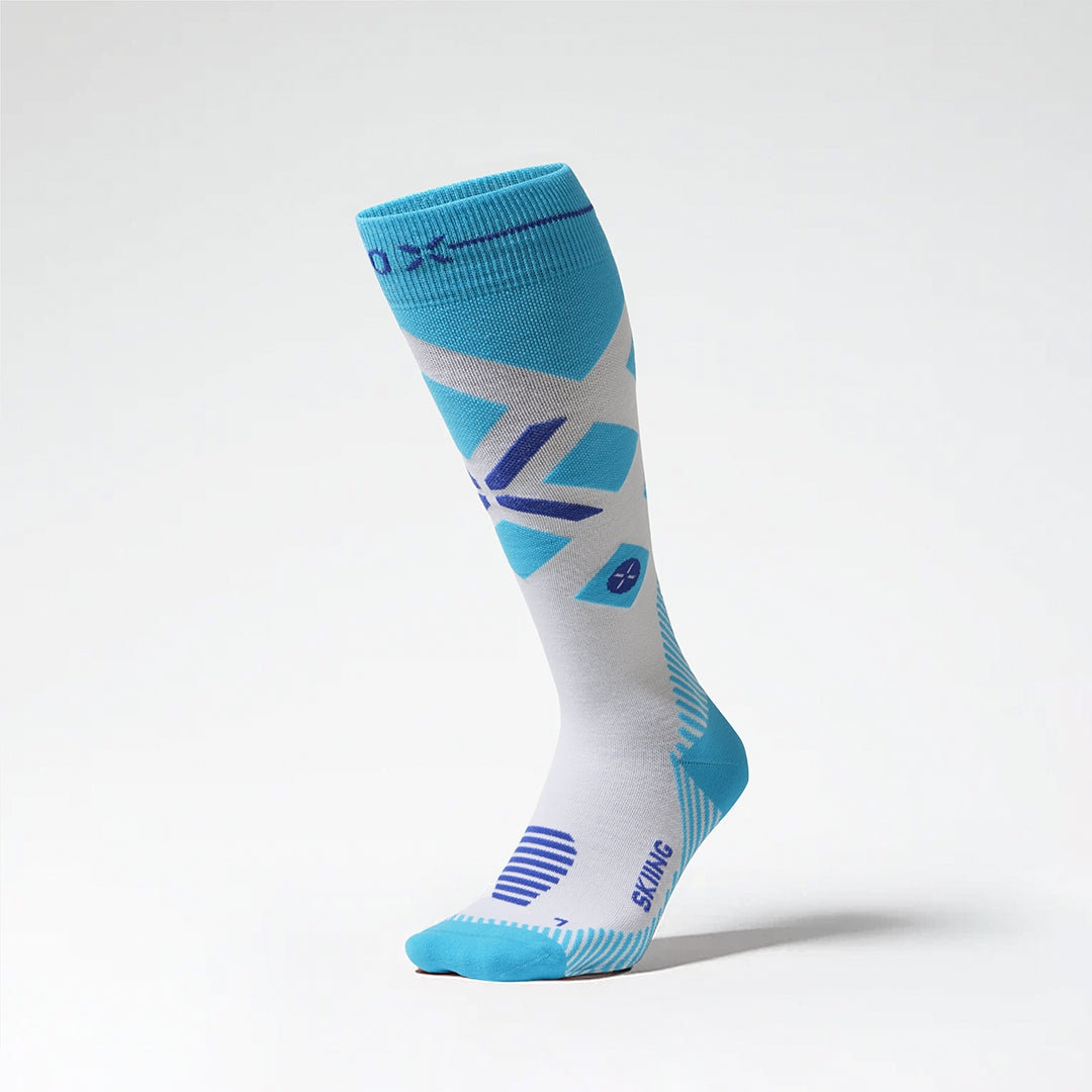 Merino Skiing Socks Women | White / Turquoise