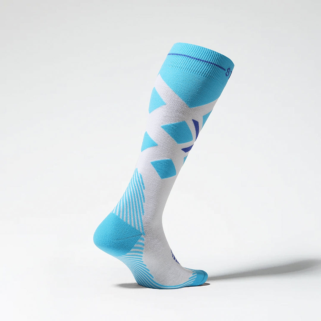 Merino Skiing Socks Women | White / Turquoise