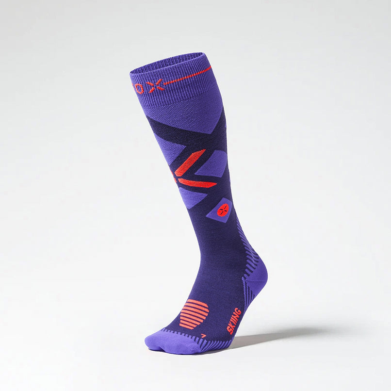 Merino Skiing Socks Women | Purple / OrangeFluo