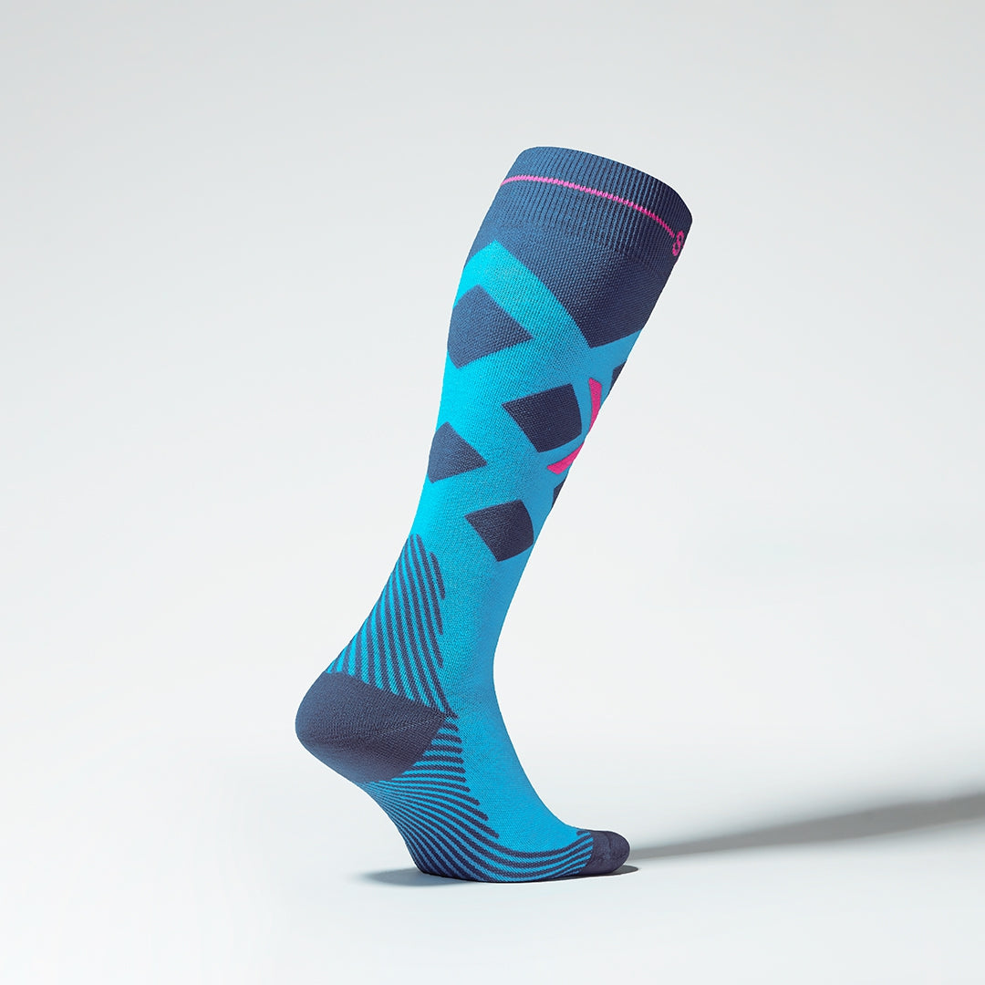 Merino Skiing Socks Women | Turquoise / Pink