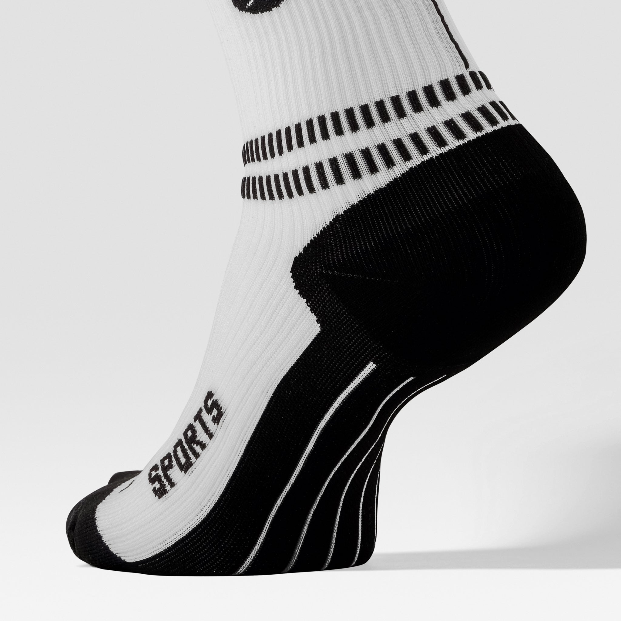 Soxy Men's Big Foot Cotton Rich Athletic Socks – Black/White, Size 12-14, Cushioned, 12-Pair Pack