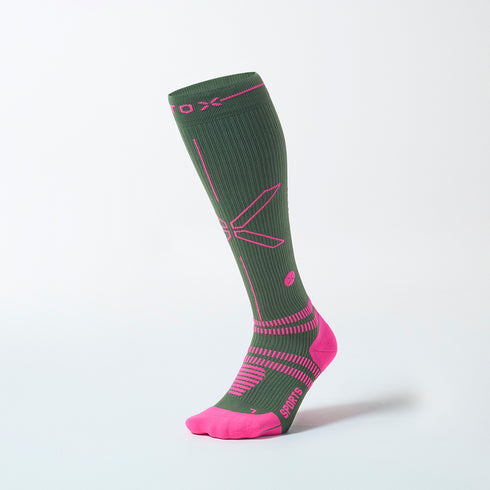 Sports Socks Women | Army Green / Fuxia