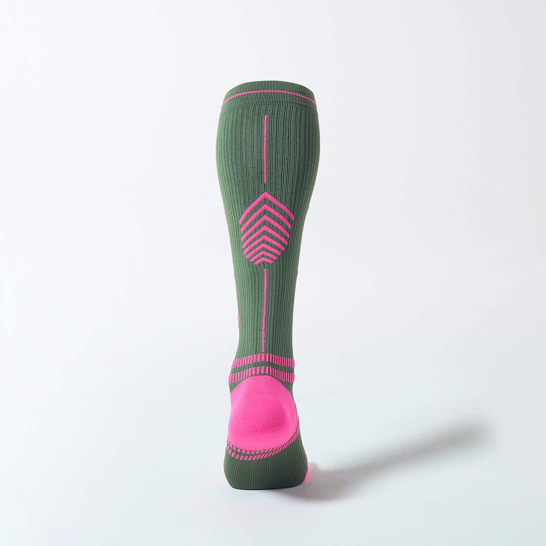Sports Socks Women | Army Green / Fuchsia