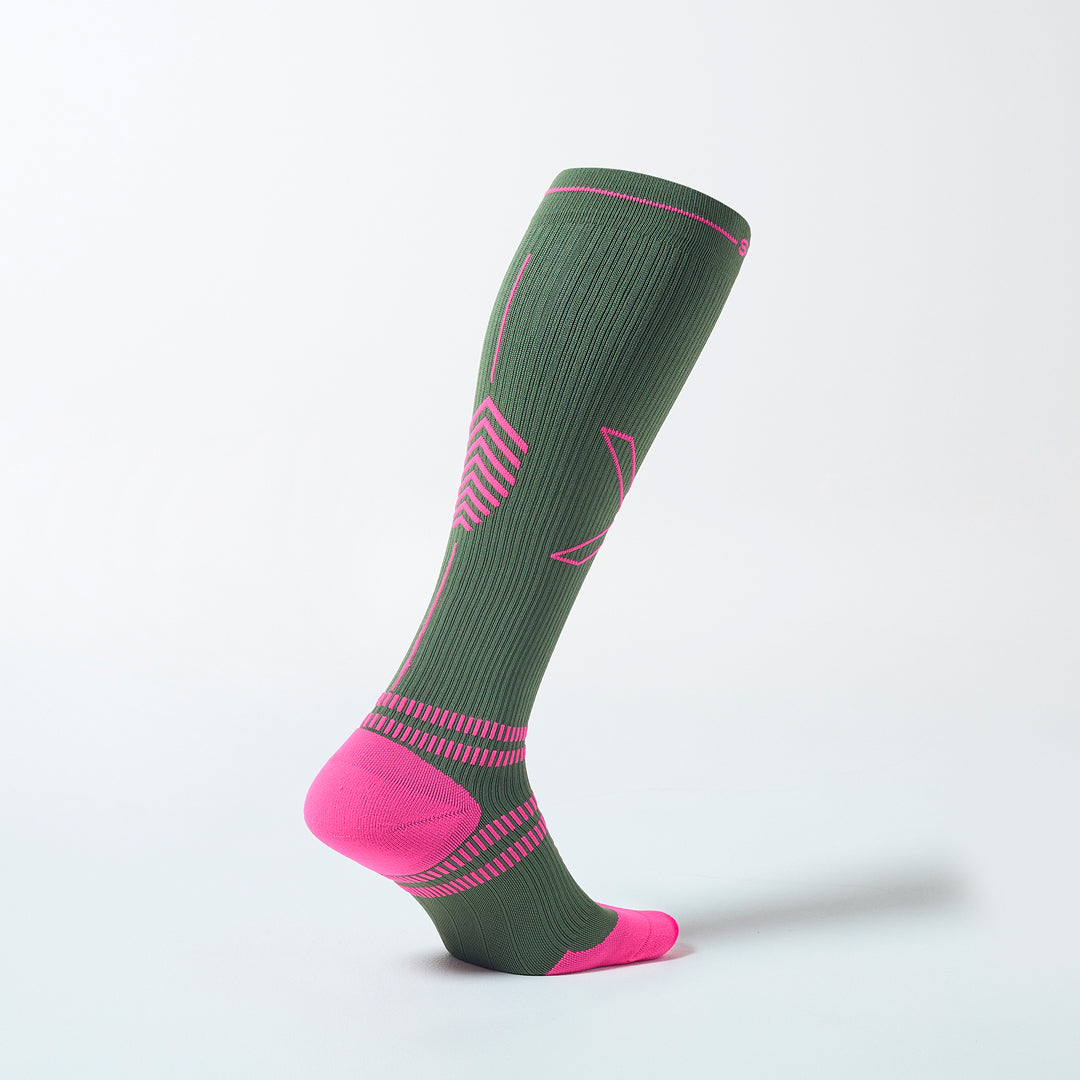 Sports Socks Women | Army Green / Fuchsia