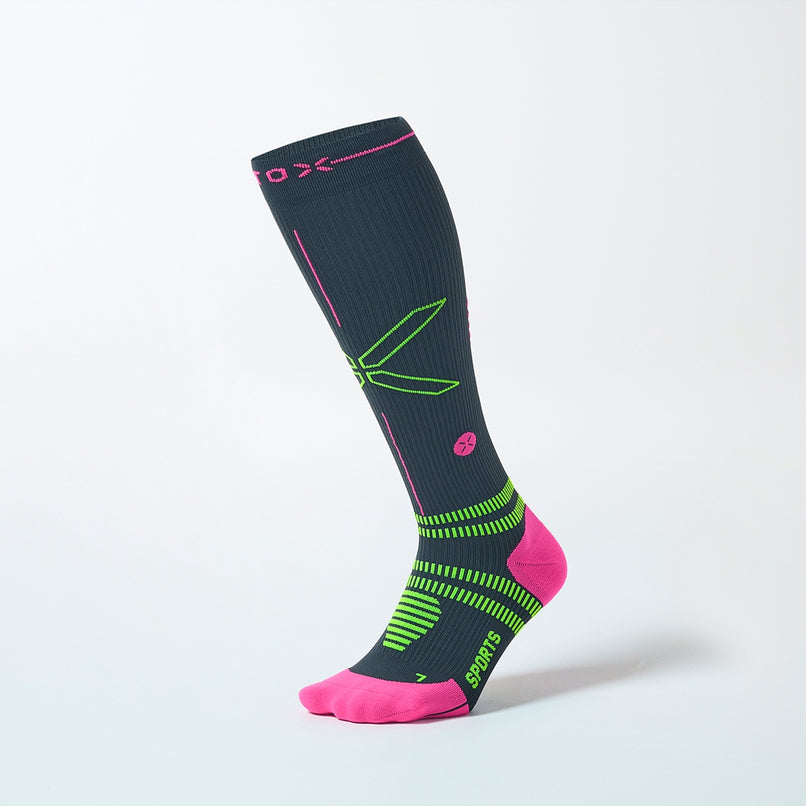 Sports Socks Women | Charcoal / Fuchsia