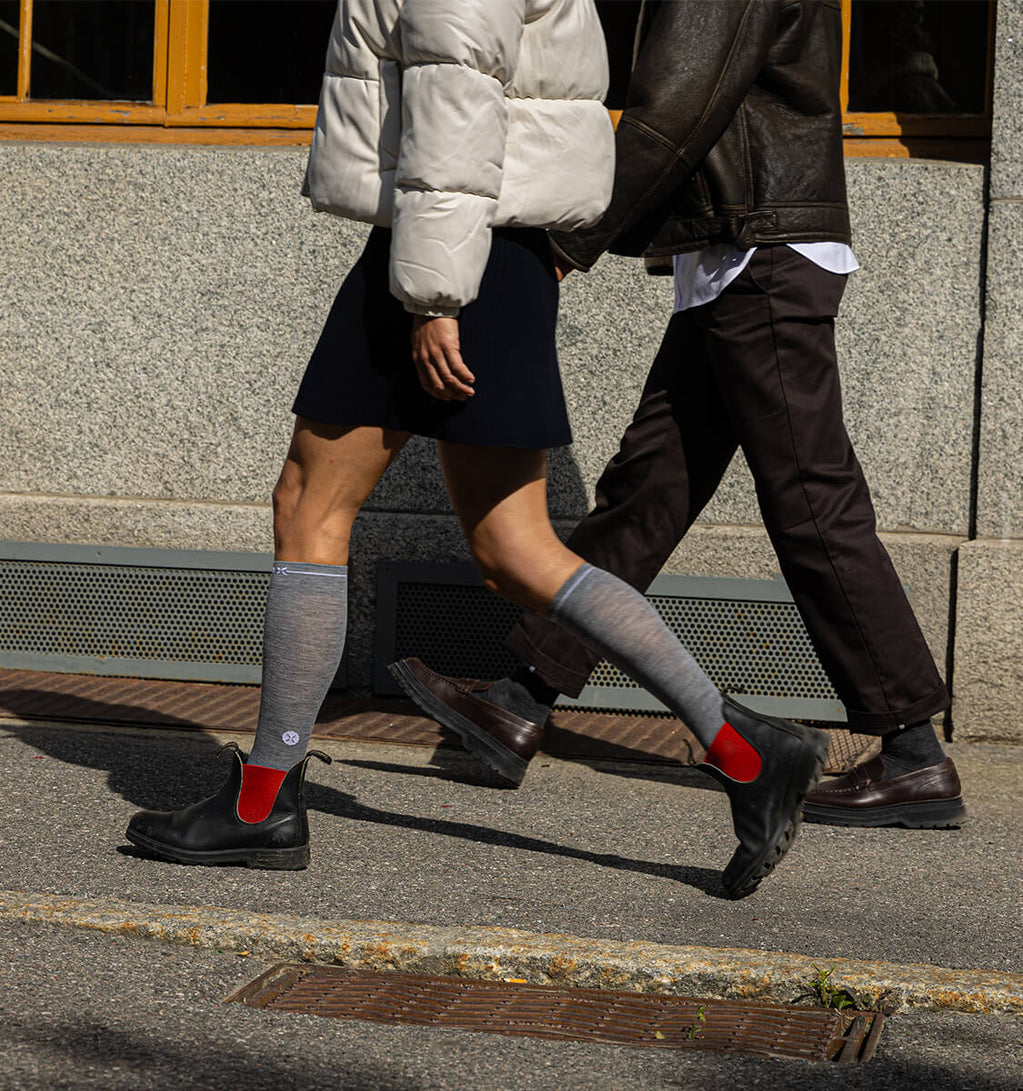 Couple walking over the streets.