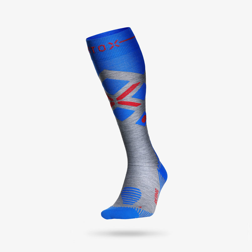 Merino Skiing Socks Men | Grey / Blue