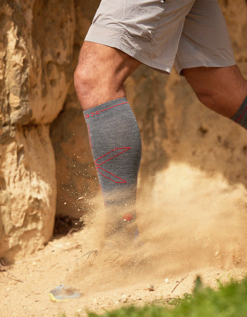 Man walking in the dust.