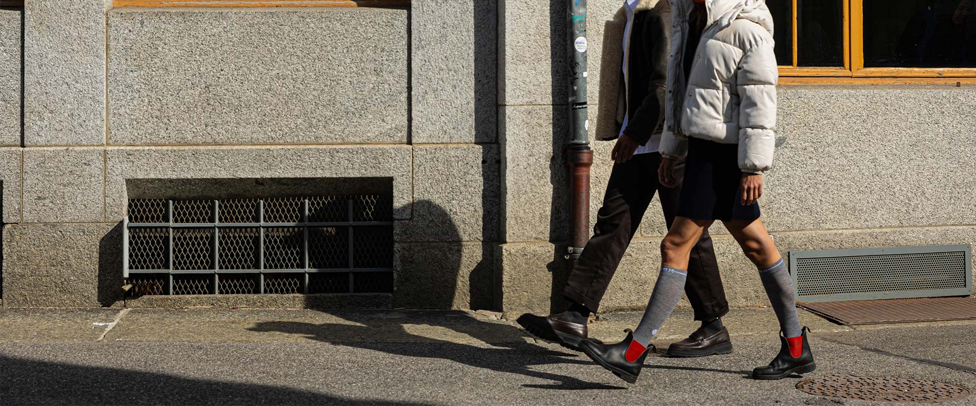 Couple walking on the street.